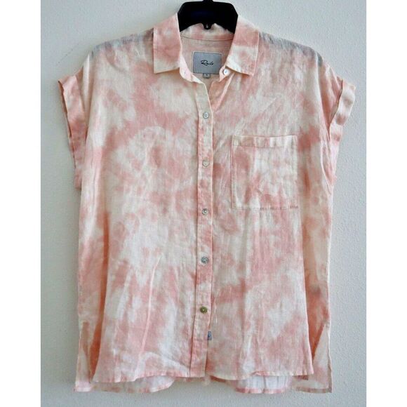 Rails 200-401-1965 Women's Sz S Peach Pink Tie Dye Whitney Button-Up Shirt - Picture 1 of 7
